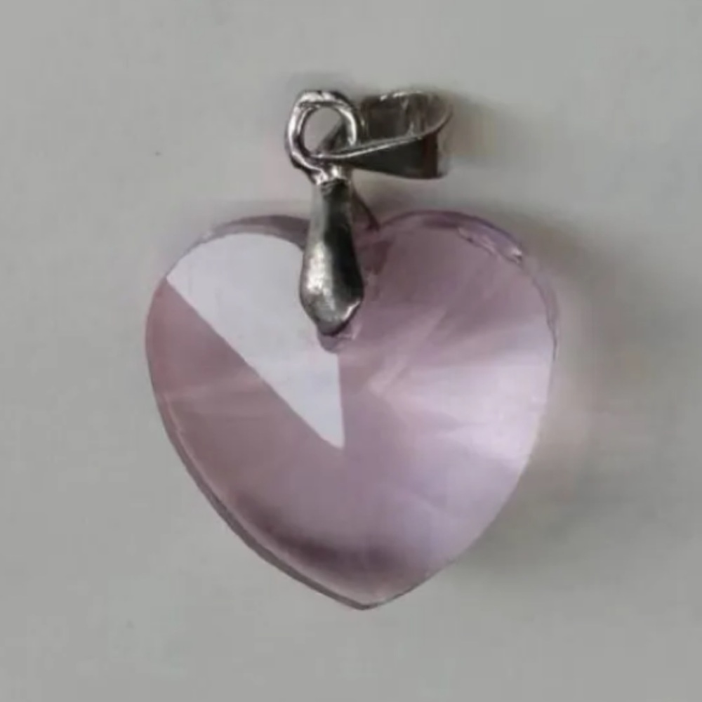 Pure Mauve Heart Style Crystal Necklace Chain Pendant only